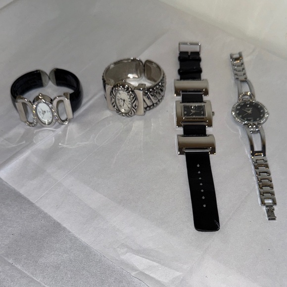 Accessories - Women’s Stylist Watches- Set of 4-Elegant Silver and Black Watch Set